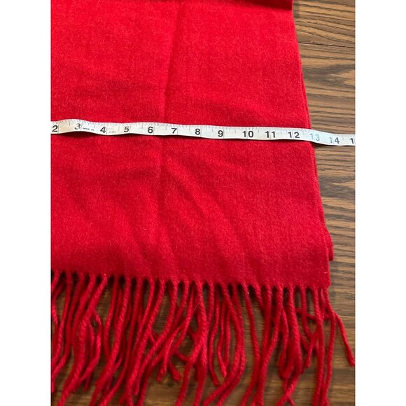 Alashan red wool cashmere winter scarf with fringe - Picture 3 of 5